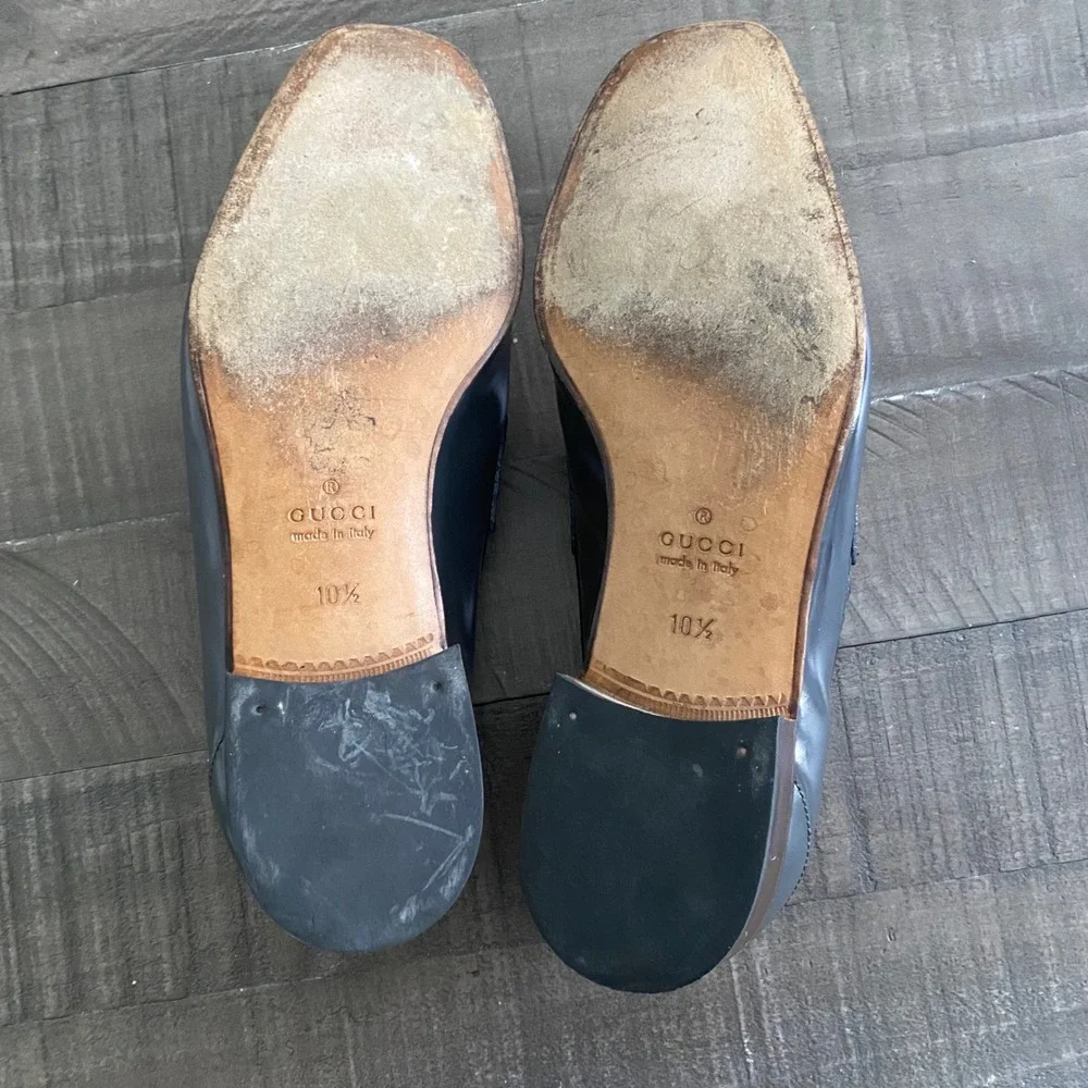 Gucci Men Light Blue Leather Horsebit Luxury Slip On Loafers Size 10.5 - Picture 9 of 11